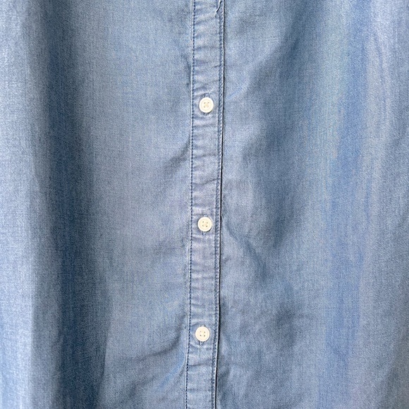 EUC Gap Flutter Sleeve Chambray Tencel Midi Shirt Dress - Med Indigo - Size XS - Picture 13 of 14